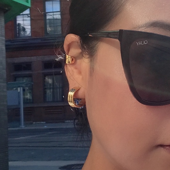 Brandi 18K Gold Plated Small Tri Hoop Earrings - Picture 11 of 11